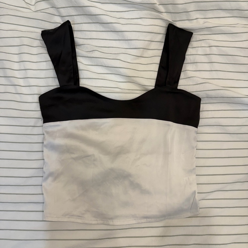 Black and White Satin Tank Top